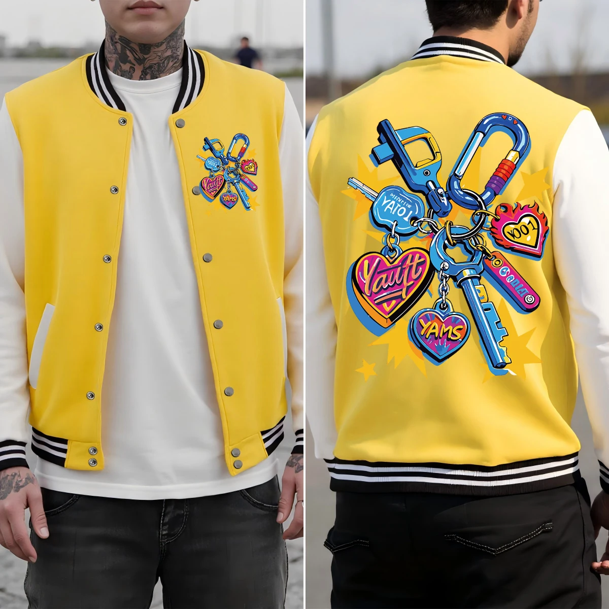 Creative Cartoon Key Printing Men Jacket Autumn Cotton Baseball Uniform Soft Pocket Clothes Hip Hop Loose Man Streetwear
Creative Cartoon Key Printing Men Jacket Autumn Cotton Baseball Uniform Soft Pocket Clothes Hip Hop Loose Man Streetwear