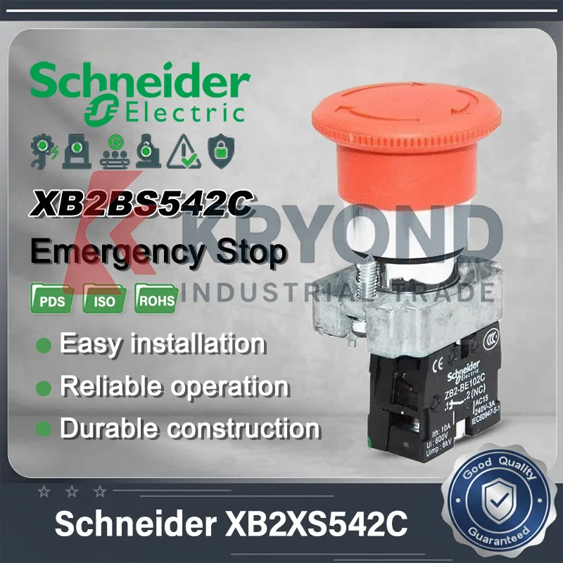 Schneider XB2BS542C Кнопочный переключатель аварийной остановки 22 мм с самоблокировкой и контактом NC ZB2BE102C для промышленной панели управления
Schneider XB2BS542C Кнопочный переключатель аварийной остановки 22 мм с самоблокировкой и контактом NC ZB2BE102C для промышленной панели управления