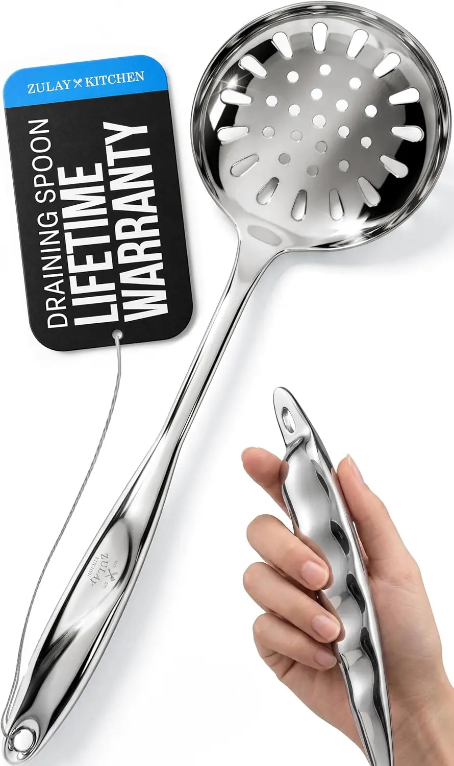 Stainless Steel Slotted Spoon - 14.5” Large Skimmer Frying Spoon for Draining & Serving - Heat-Resistant, Rust-Proof & Dishwashe
Stainless Steel Slotted Spoon - 14.5” Large Skimmer Frying Spoon for Draining & Serving - Heat-Resistant, Rust-Proof & Dishwashe