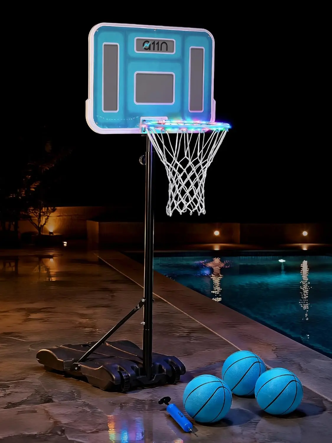 16.5" LED Rim Pool Basketball Hoop with Adjustable Height, PET Backboard, Sturdy Base, Ball & Pump Included – Water Basketball Game for Poolside Play
16.5" LED Rim Pool Basketball Hoop with Adjustable Height, PET Backboard, Sturdy Base, Ball & Pump Included – Water Basketball Game for Poolside Play