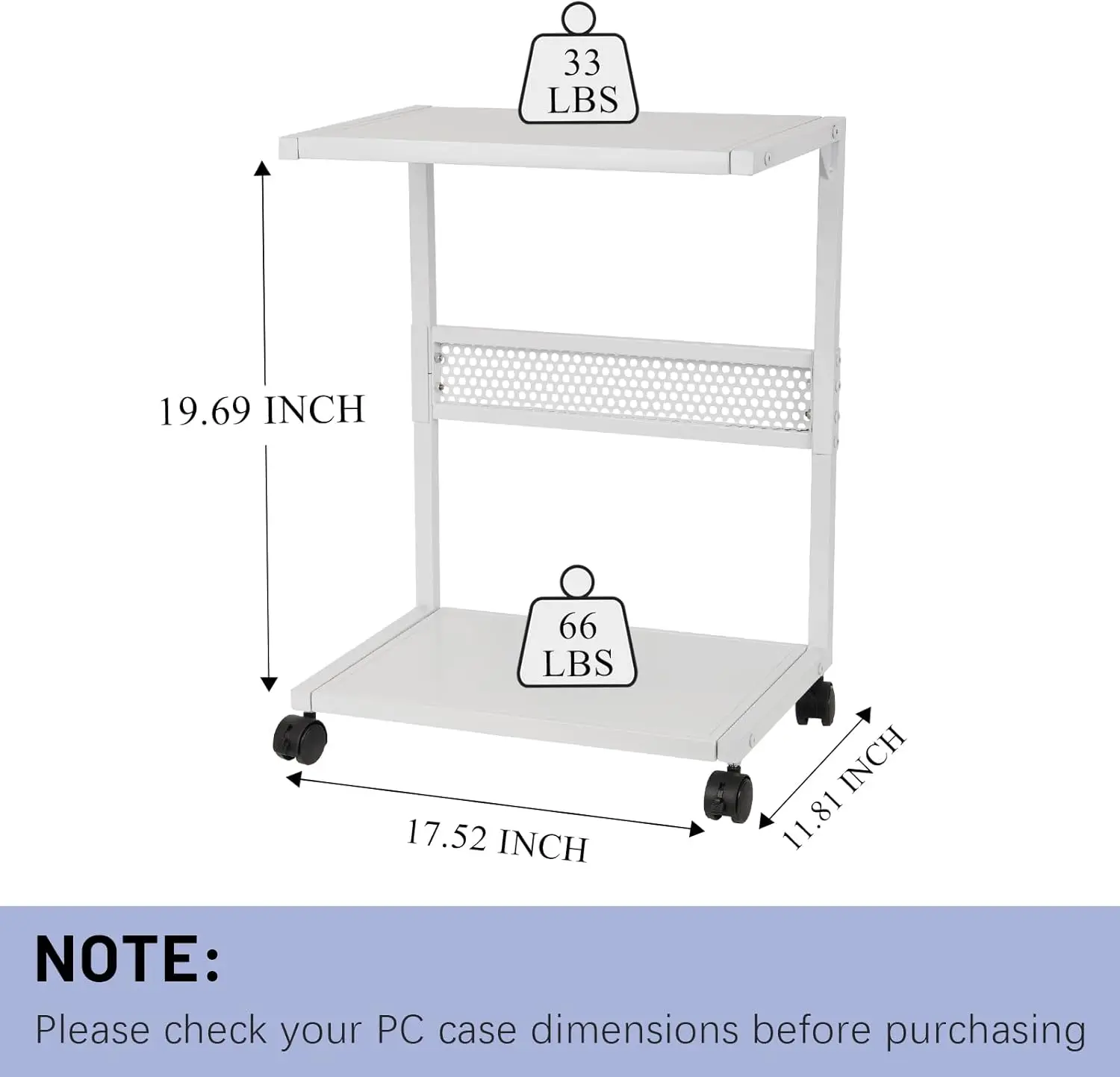 Подставка для ПК Подставка для компьютерной башни Двухъярусный металлический держатель процессора с запирающимися роликами Подходит для большинства ПК (S, белый)
Подставка для ПК Подставка для компьютерной башни Двухъярусный металлический держатель процессора с запирающимися роликами Подходит для большинства ПК (S, белый)