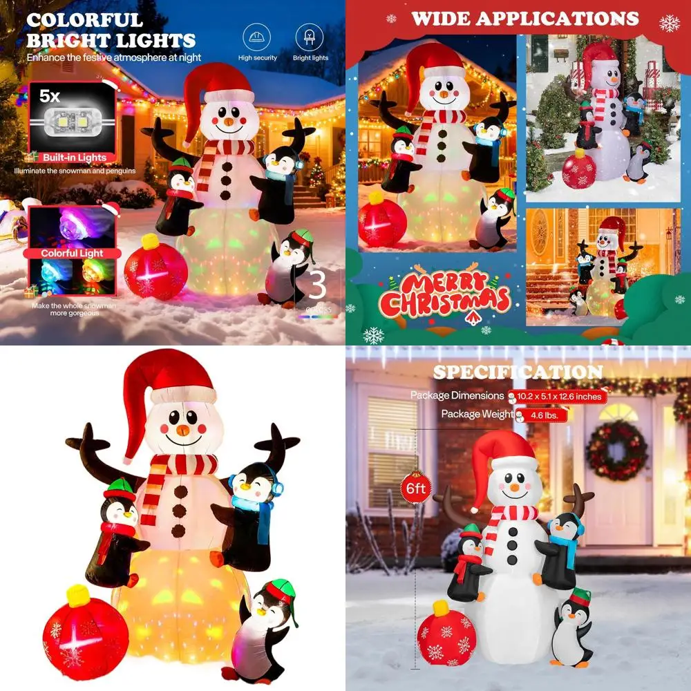 Высокий снеговик высотой 6 футов с пингвином и красным шаром, надувной уличный рождественский декор, светодиодная подсветка для газона для праздничных вечеринок
Высокий снеговик высотой 6 футов с пингвином и красным шаром, надувной уличный рождественский декор, светодиодная подсветка для газона для праздничных вечеринок
