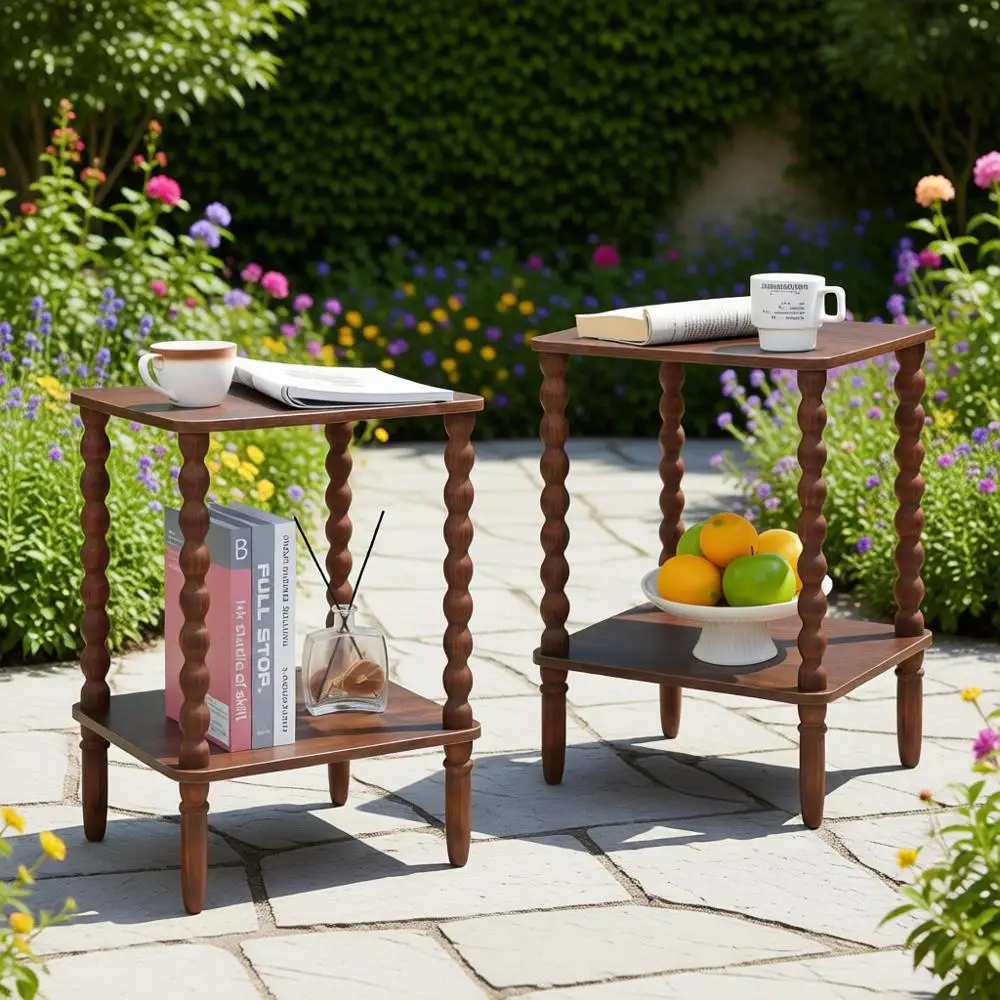 Pair of Rustic Brown Side Tables with Storage Shelves, Ideal for Bedroom, Living Room, and Compact Spaces
Pair of Rustic Brown Side Tables with Storage Shelves, Ideal for Bedroom, Living Room, and Compact Spaces
