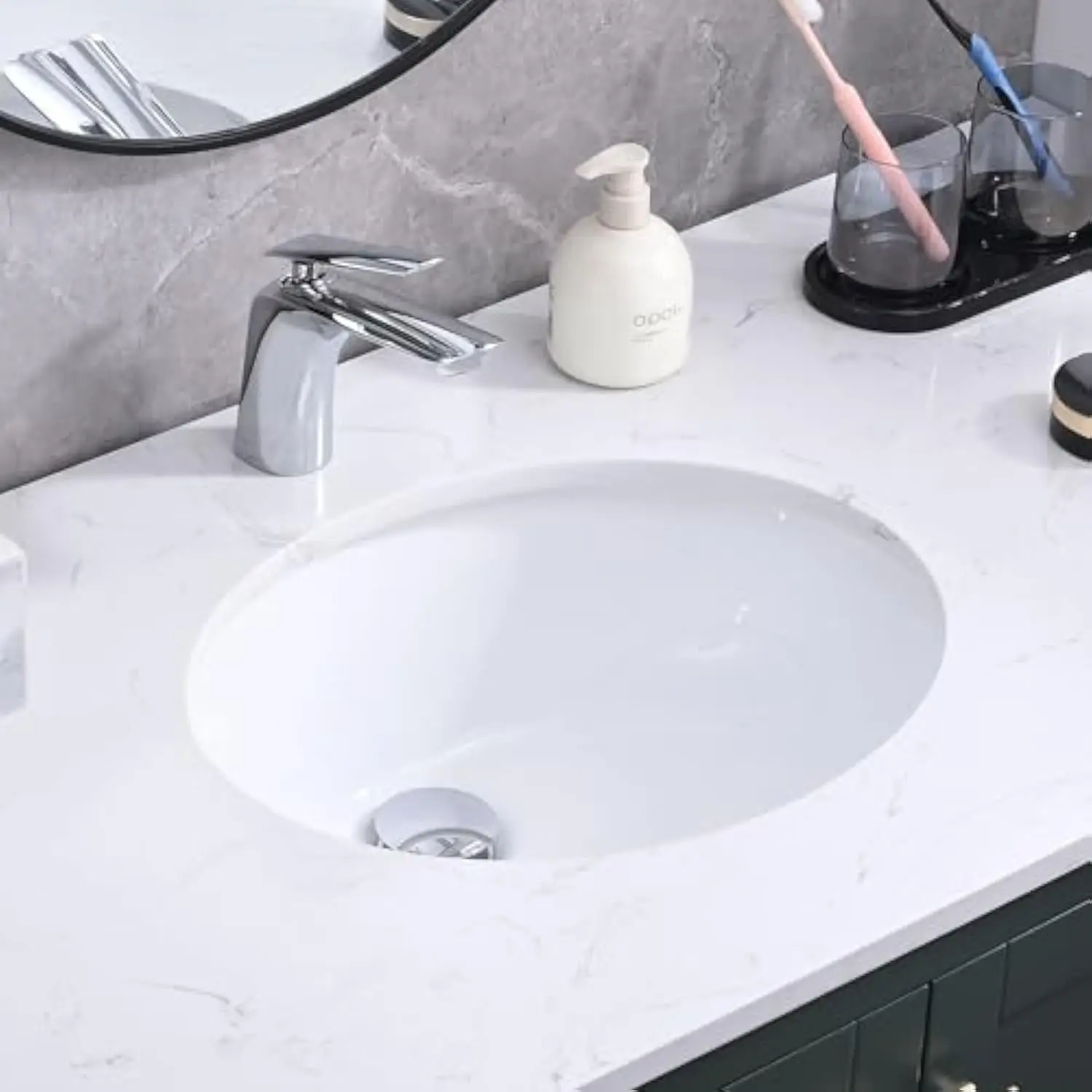 19 x 16 Oval Under Mount Bathroom Sink, Vitreous Lavatory Vanity Sink Counter Porcelain Ceramic round Vessel Bath Sink Bowl Bas
19 x 16 Oval Under Mount Bathroom Sink, Vitreous Lavatory Vanity Sink Counter Porcelain Ceramic round Vessel Bath Sink Bowl Bas