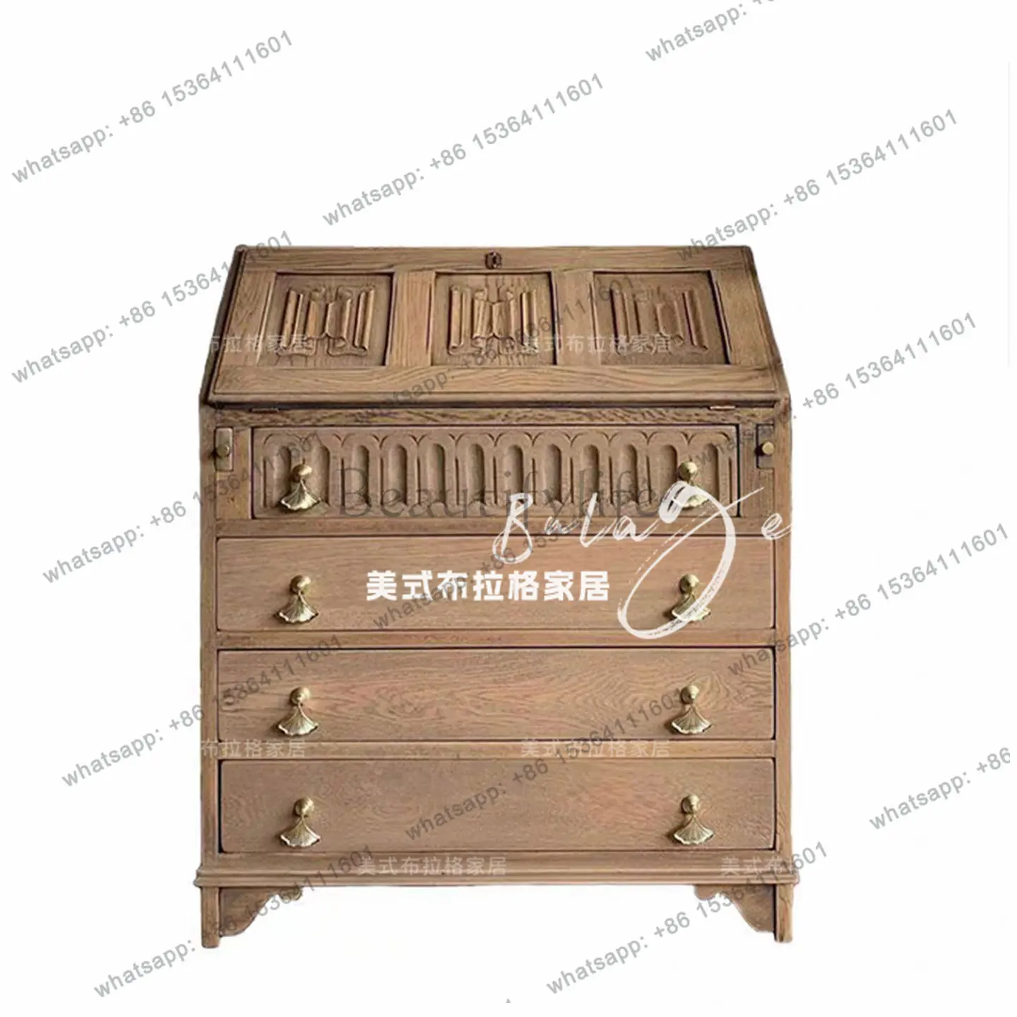 French solid wood antique living room chest of drawers American country designer carved storage cabinet
French solid wood antique living room chest of drawers American country designer carved storage cabinet