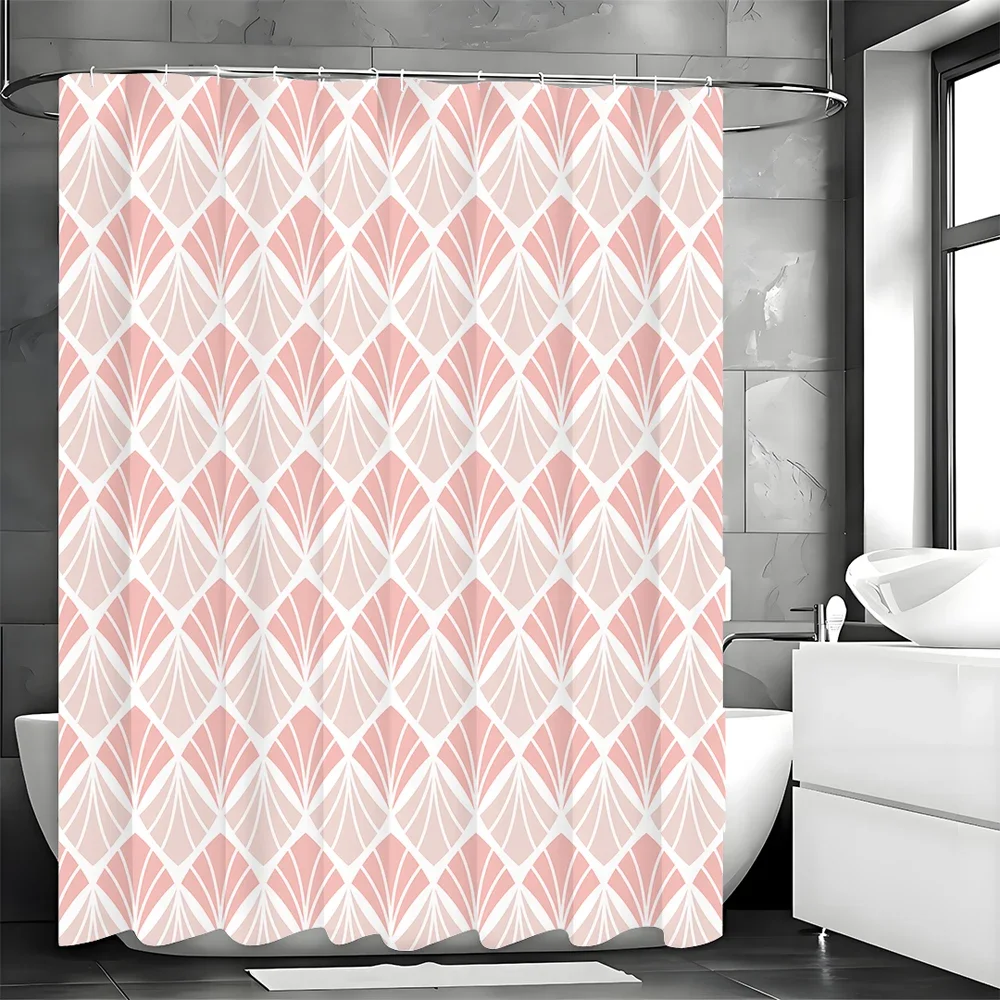 Modern Creative Geometric Pink Leaf Pattern Shower Curtain, Bathroom Decorative Shower Curtain, Waterproof Shower Curtain with H
Modern Creative Geometric Pink Leaf Pattern Shower Curtain, Bathroom Decorative Shower Curtain, Waterproof Shower Curtain with H