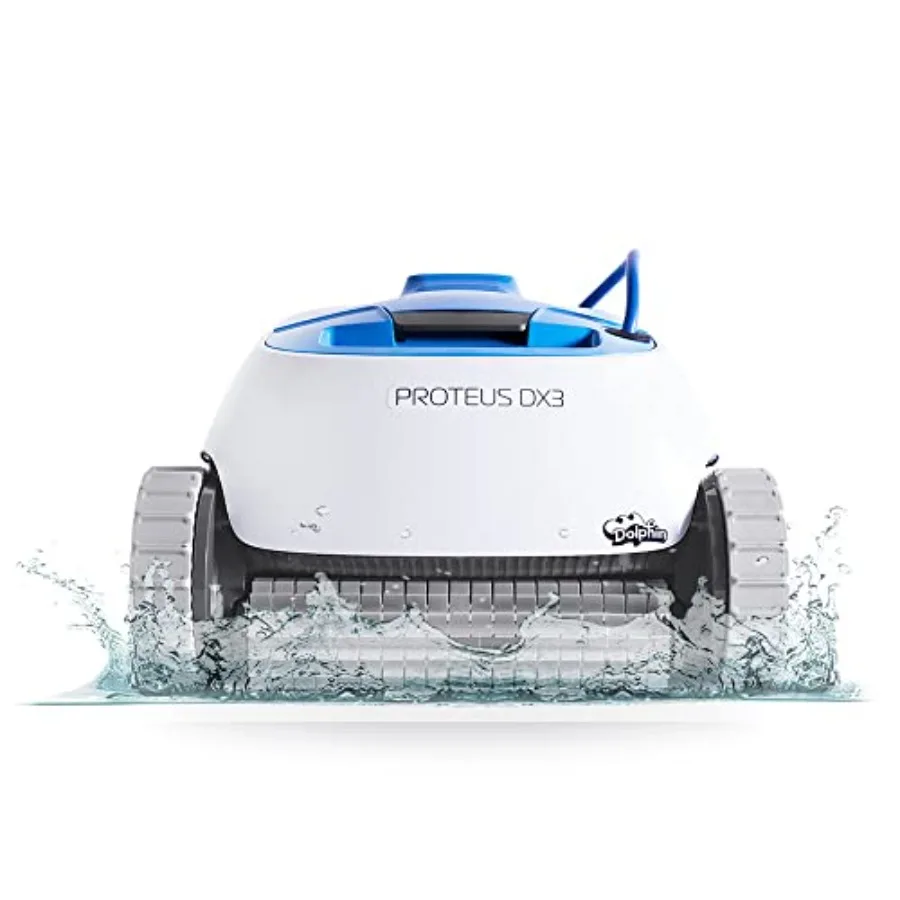 Automatic Robotic Pool Vacuum Cleaner for in-ground pools up to 33 ft, wall climbing, active scrubber brush, blue ABS plastic,
Automatic Robotic Pool Vacuum Cleaner for in-ground pools up to 33 ft, wall climbing, active scrubber brush, blue ABS plastic,