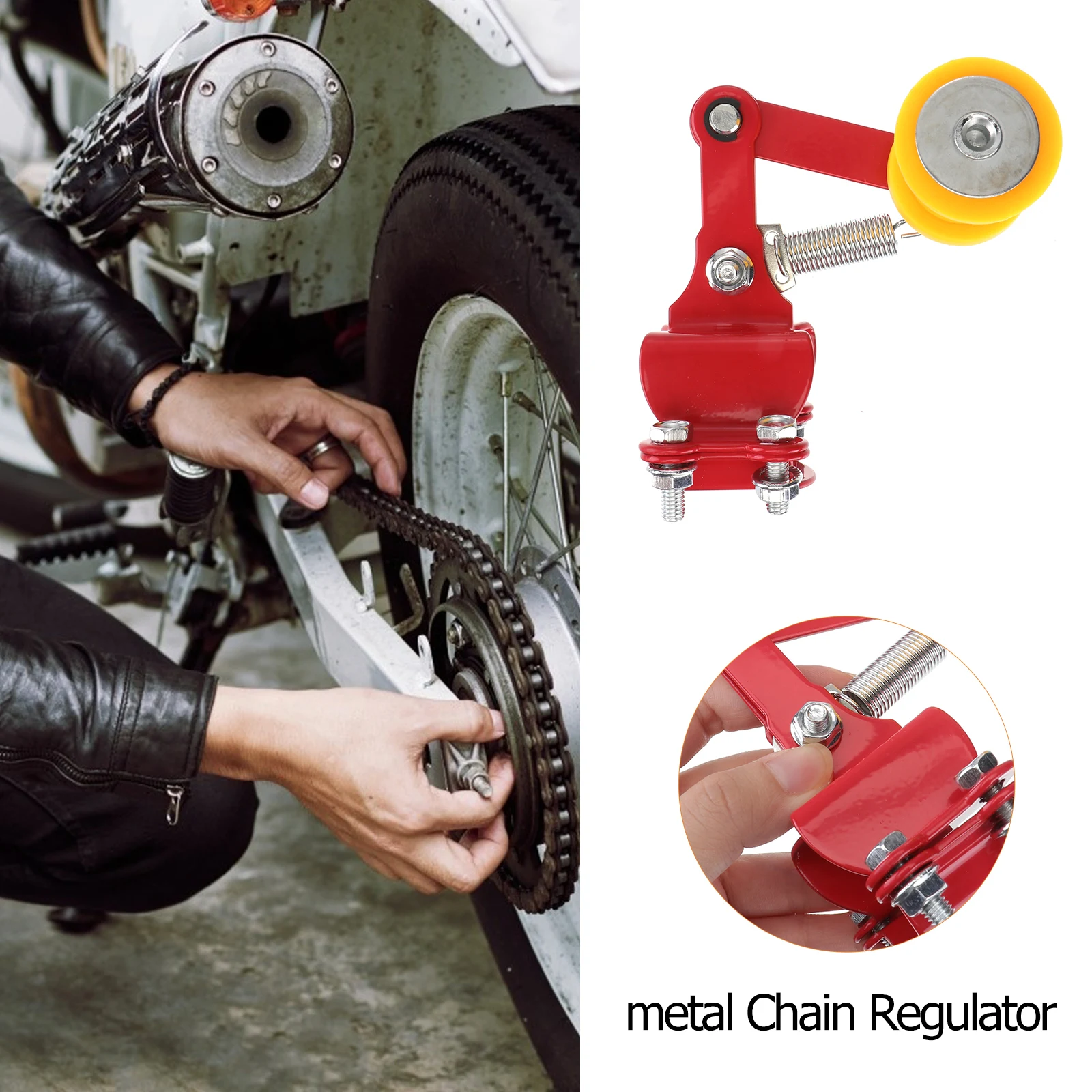 Motorcycle Chain Regulator Universal Chain Tensioner Adjuster Tool Roller Motorcycle Modified Accessories for Dirt Pit Bike ATV
Motorcycle Chain Regulator Universal Chain Tensioner Adjuster Tool Roller Motorcycle Modified Accessories for Dirt Pit Bike ATV