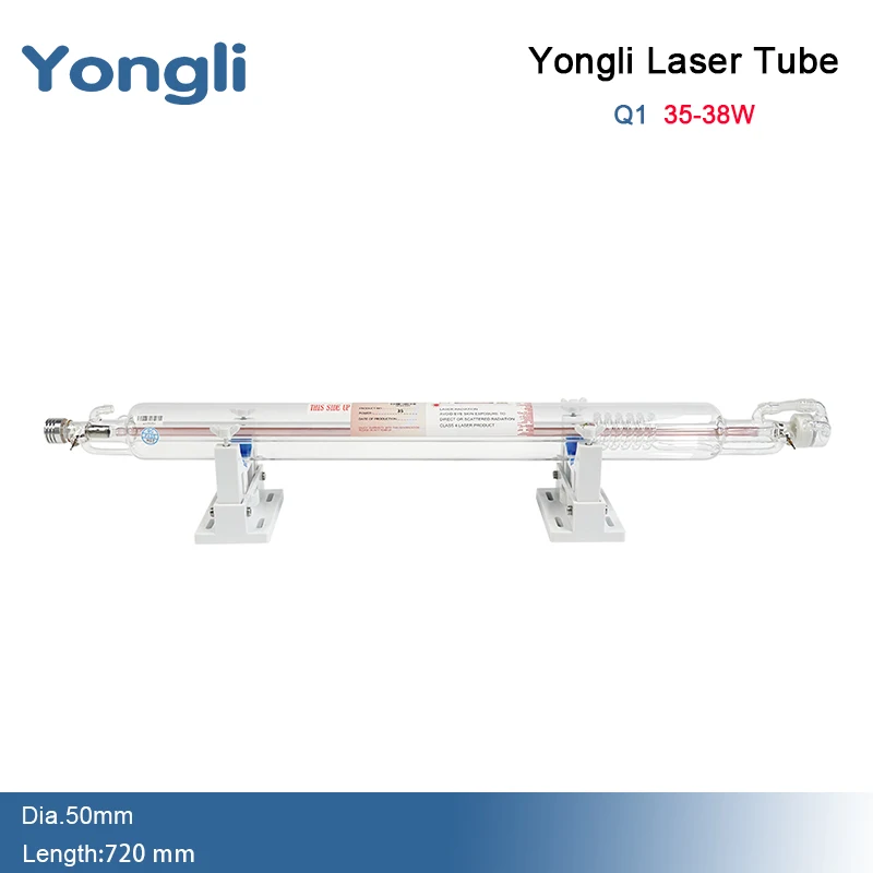 Yongli Factory Price 35W CO2 Glass Laser Tube Metal Head Dia.50mm Length 720mm Laser Equipment Parts
Yongli Factory Price 35W CO2 Glass Laser Tube Metal Head Dia.50mm Length 720mm Laser Equipment Parts