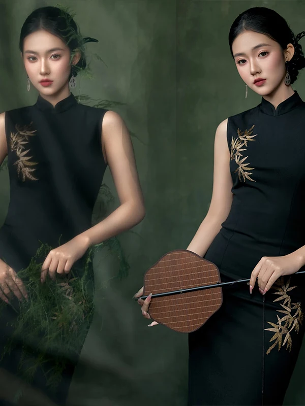 Retro Chinese Style Bamboo Pattern Embroidered Sleeveless Stand Collar Women's Art Photography Clothing High-End Feel
Retro Chinese Style Bamboo Pattern Embroidered Sleeveless Stand Collar Women's Art Photography Clothing High-End Feel