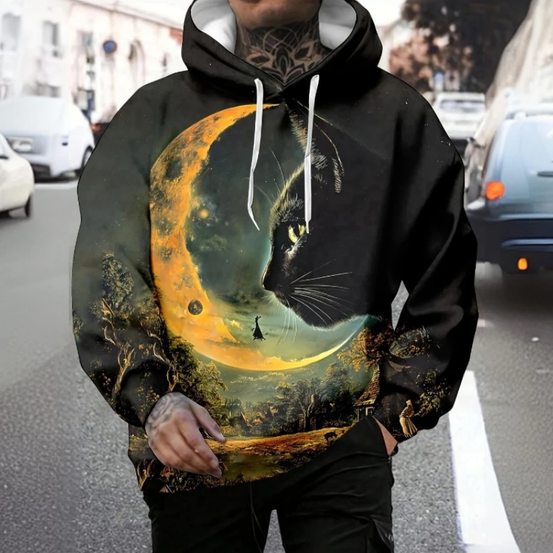 Men's Sweatshirt Pullover Outdoor Streetwear Animal Graphic Long Sleeve Loose Oversized Cat Print Hoodie Casual Men Clothing Top
Men's Sweatshirt Pullover Outdoor Streetwear Animal Graphic Long Sleeve Loose Oversized Cat Print Hoodie Casual Men Clothing Top