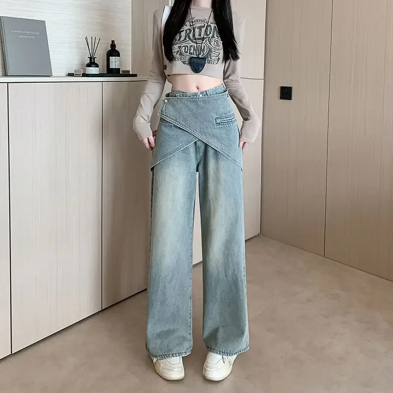 High Waist plus Size Women's Jeans Removable Waist Seal Wide Leg Pants Vintage Street Style Detachable Belt Layering Trousers
High Waist plus Size Women's Jeans Removable Waist Seal Wide Leg Pants Vintage Street Style Detachable Belt Layering Trousers