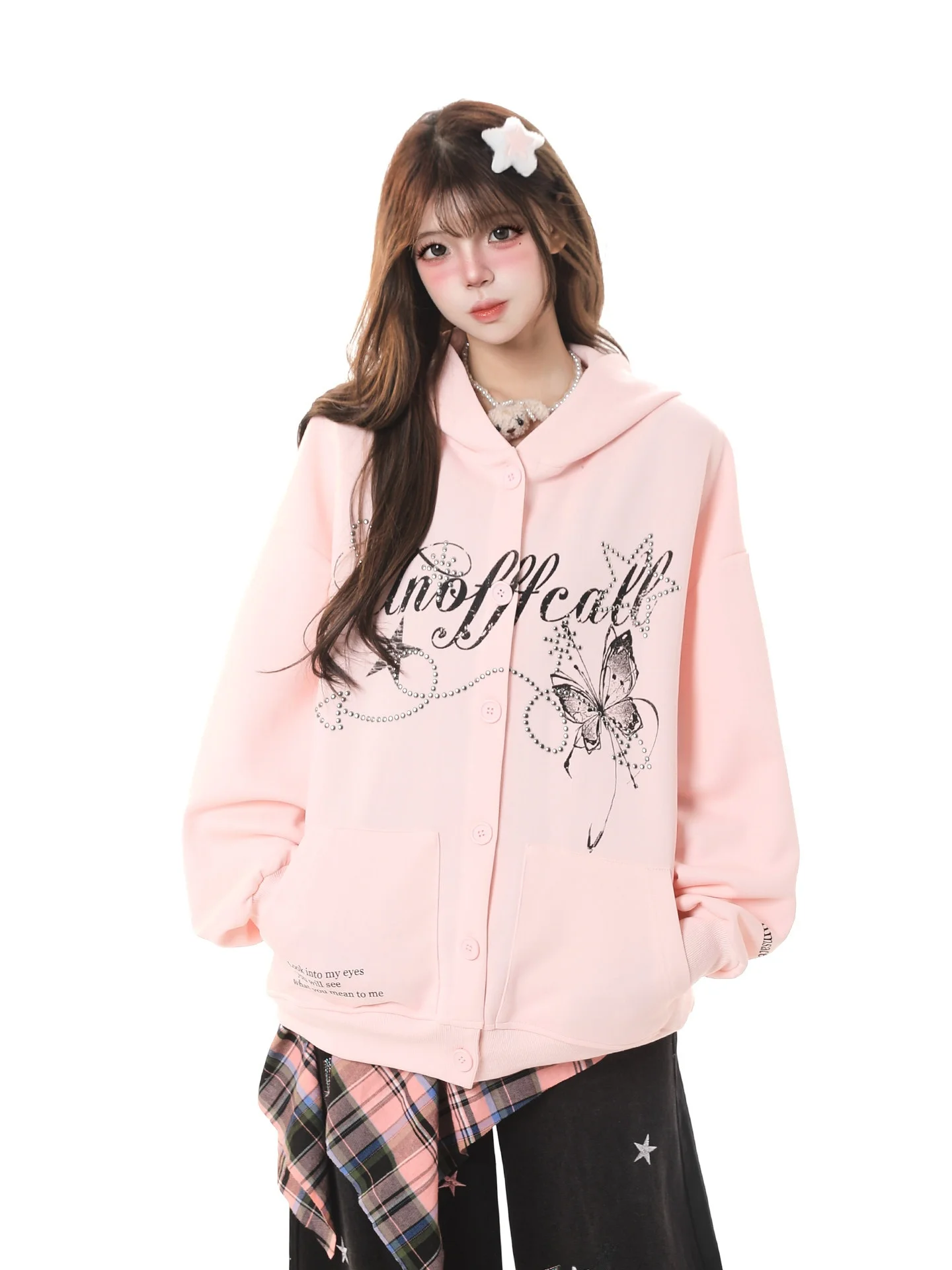 American High Street Rhinestone Print Hoodie Women's Spring Design Loose Versatile Button Coat Female Fashion
American High Street Rhinestone Print Hoodie Women's Spring Design Loose Versatile Button Coat Female Fashion