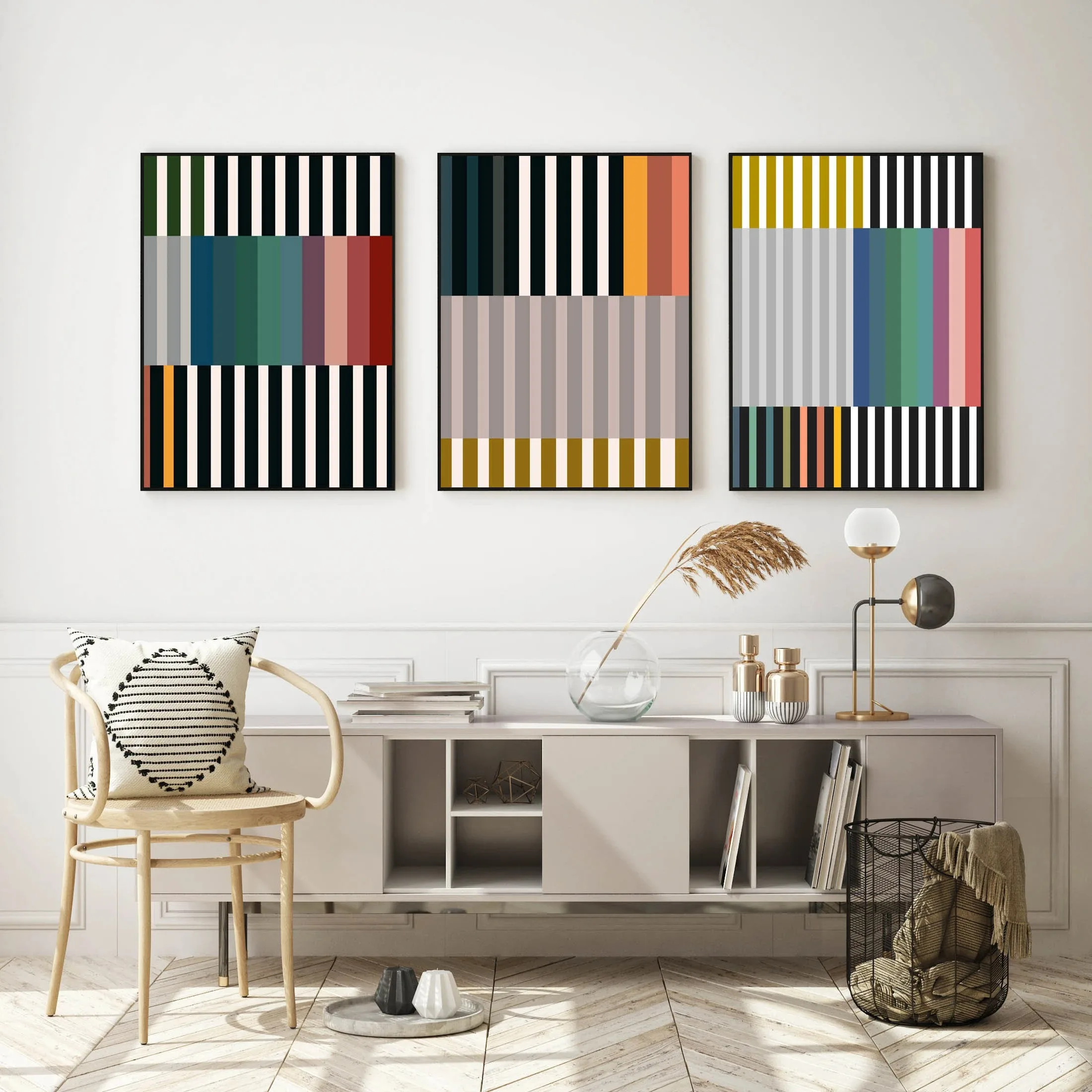 A set of three striking abstract wall art pieces, a triptych of abstract line art prints, perfect for living room wall decor.
A set of three striking abstract wall art pieces, a triptych of abstract line art prints, perfect for living room wall decor.
