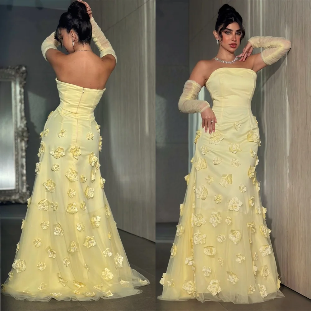 Customized Modern Dresses 2025 Woman Exquisite Yellow Tulle Evening Dress Graceful Strapless Detachable Sleeve Party Dress
Customized Modern Dresses 2025 Woman Exquisite Yellow Tulle Evening Dress Graceful Strapless Detachable Sleeve Party Dress