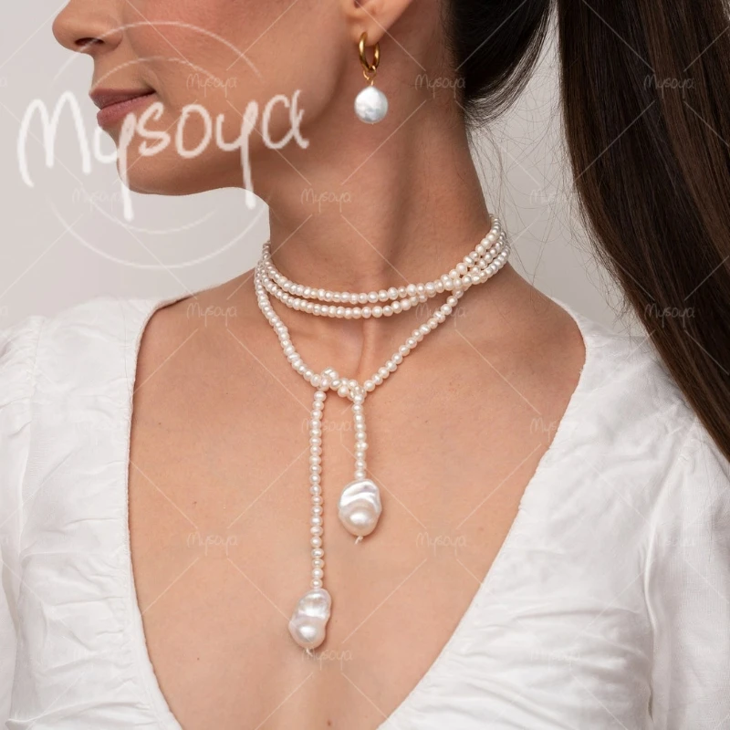 MYSOYA 5-6mm & 11-14mm White Freshwater Pearl Baroque Pendant Long Necklace, for Birthday/Wedding/Mother's Day Gift A0680
MYSOYA 5-6mm & 11-14mm White Freshwater Pearl Baroque Pendant Long Necklace, for Birthday/Wedding/Mother's Day Gift A0680
