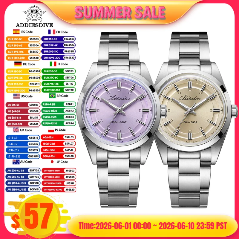 ADDIESDIVE TOP Sale 36mm Men Watch VH31 10Bar Waterproof BGW9 Super Luminous 316L Stainless Steel Bubble Mirror Glass Quartz Wat
ADDIESDIVE TOP Sale 36mm Men Watch VH31 10Bar Waterproof BGW9 Super Luminous 316L Stainless Steel Bubble Mirror Glass Quartz Wat