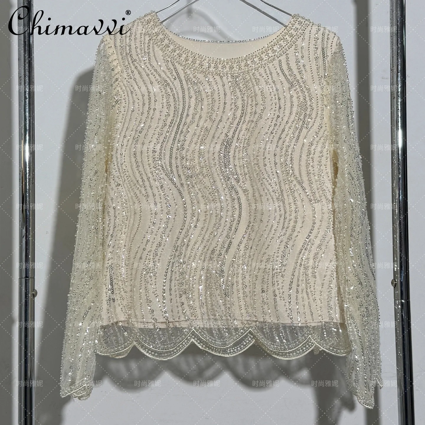 Fashion Romantic Lace-trimmed Long-sleeve Sequin Top for Women New Spring Ladies' Round Neck Beaded Versatile Elegant Blouse
Fashion Romantic Lace-trimmed Long-sleeve Sequin Top for Women New Spring Ladies' Round Neck Beaded Versatile Elegant Blouse