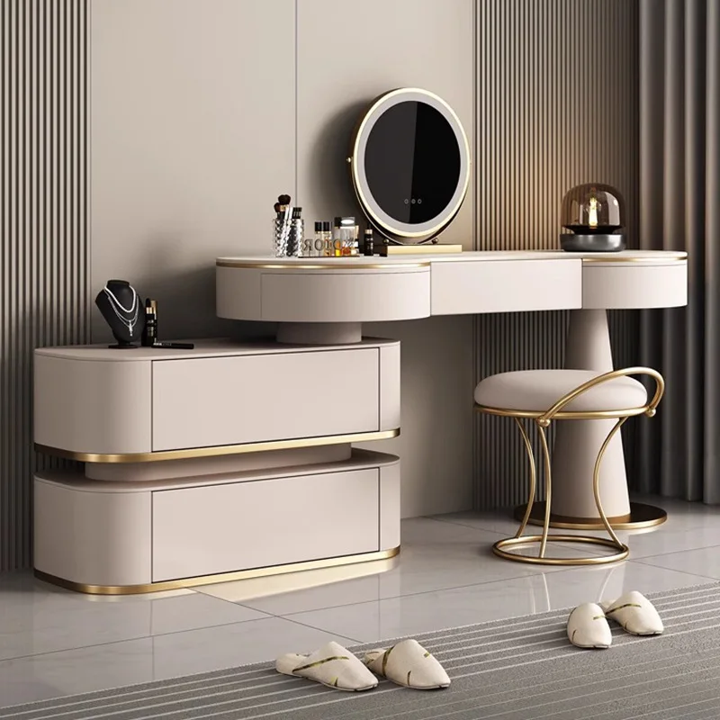 Modern luxury leather art dressing table, solid wood bedroom, high-end storage, retractable dressing table, desk, bucket cabinet 
Modern luxury leather art dressing table, solid wood bedroom, high-end storage, retractable dressing table, desk, bucket cabinet
