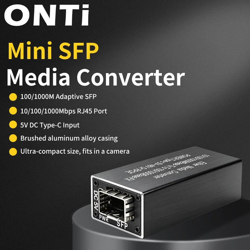 ONTi Mini RPOE 1,25G Медиаконвертер Слот SFP Модуль приемопередатчика 5 В постоянного тока Вход Type-C 1 слот SFP 1 оптоволоконный коммутатор Ethernet SFP
ONTi Mini RPOE 1,25G Медиаконвертер Слот SFP Модуль приемопередатчика 5 В постоянного тока Вход Type-C 1 слот SFP 1 оптоволоконный коммутатор Ethernet SFP