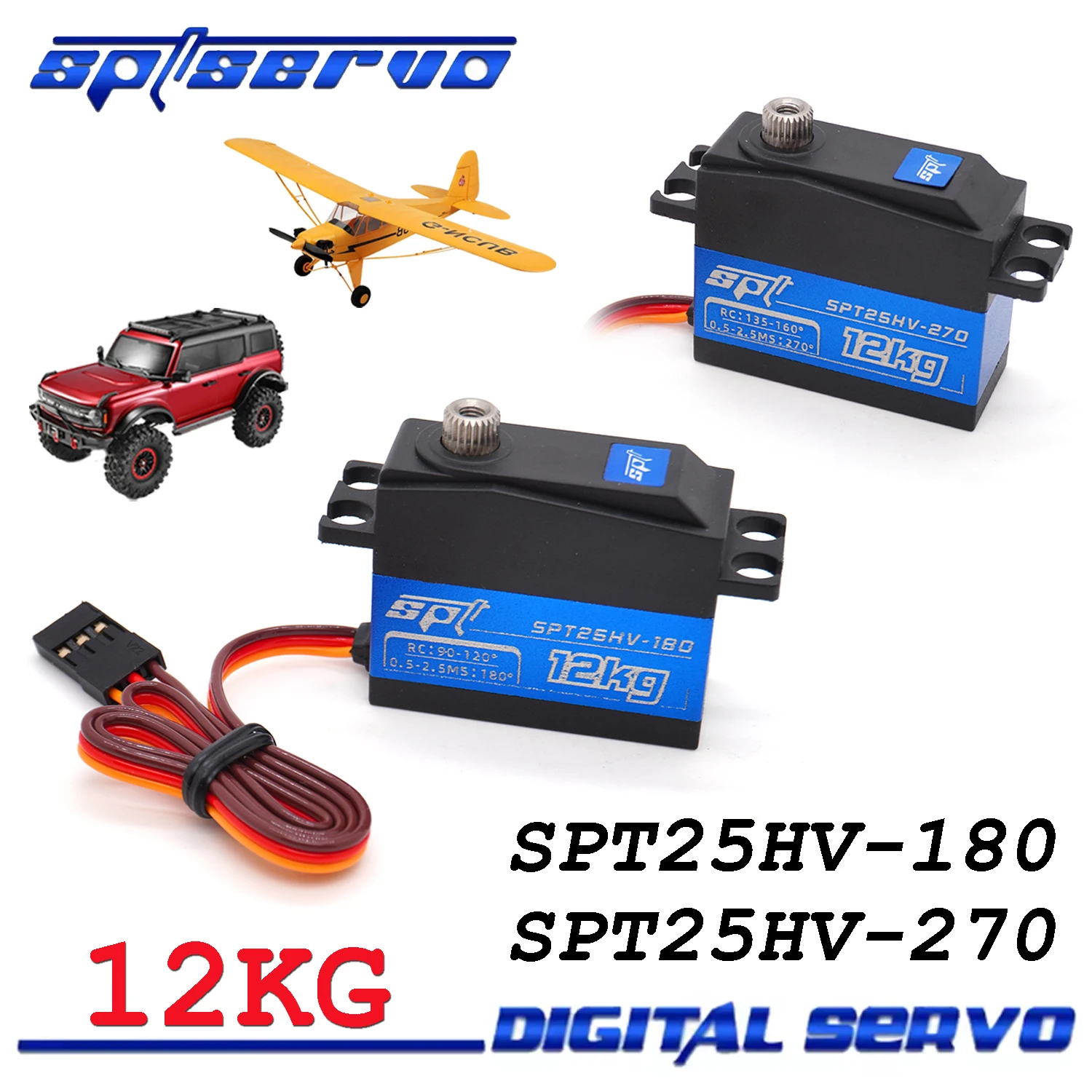 SPT25HV-180 / SPT25HV-270 12KG Metal Gear HV High Torque Digital Servo for RC Car Aircraft Fixed Wing Model DIY Upgrade Parts
SPT25HV-180 / SPT25HV-270 12KG Metal Gear HV High Torque Digital Servo for RC Car Aircraft Fixed Wing Model DIY Upgrade Parts