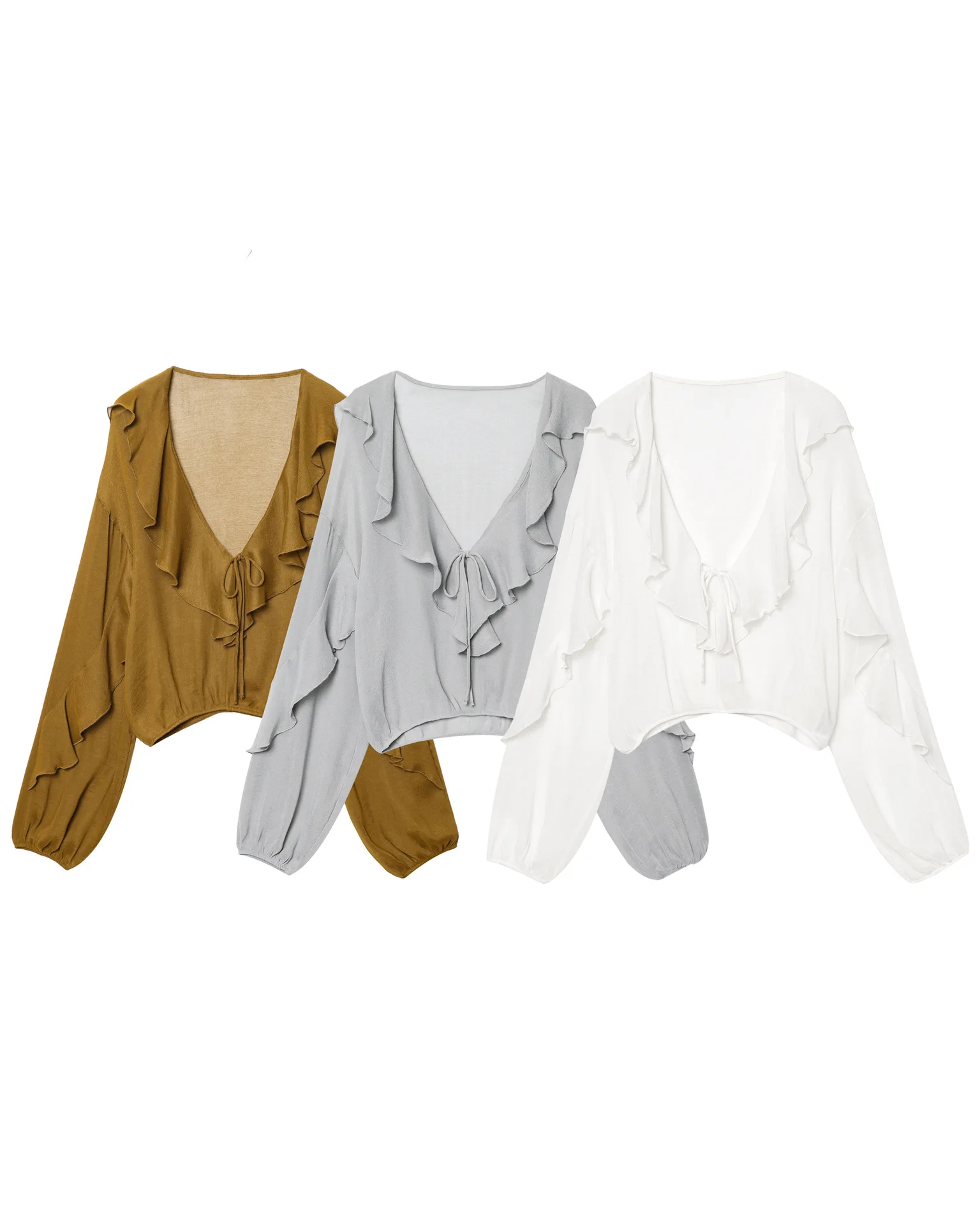 European and American style 2025 new women's versatile V-neck stacked decorative lace-up long-sleeved droop shirt
European and American style 2025 new women's versatile V-neck stacked decorative lace-up long-sleeved droop shirt