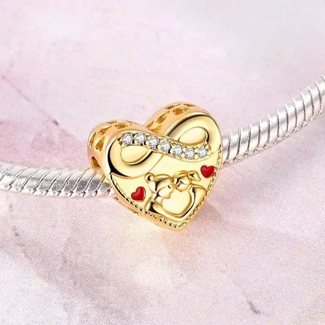 925 Sterling Silver Gold Bead Heart Shape Mother & Daughter For Mom Fit Charm Bracelet Diy Woman Jewelry
925 Sterling Silver Gold Bead Heart Shape Mother & Daughter For Mom Fit Charm Bracelet Diy Woman Jewelry