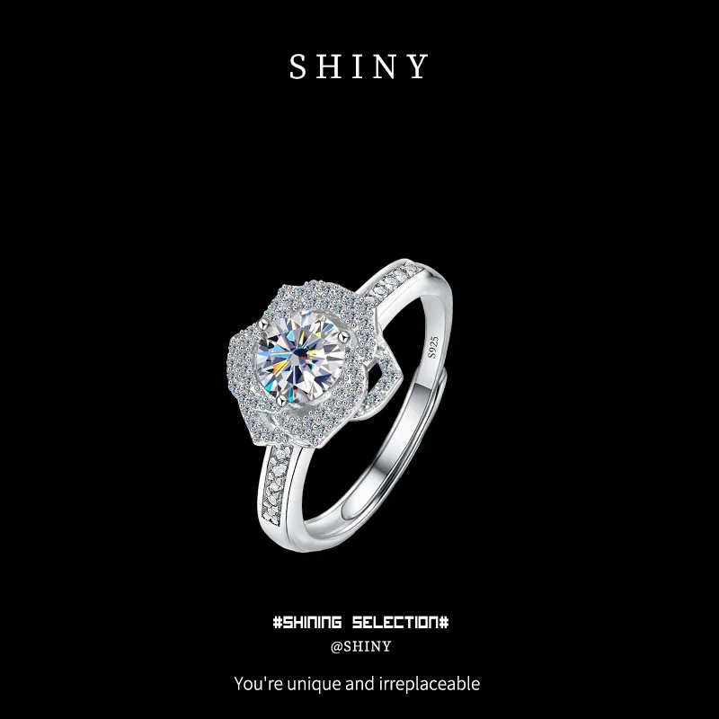 925 sterling silver Open Ring with D Color VVS1 1CT Moissanite Diamond for Christmas Valentine's Day Gift
925 sterling silver Open Ring with D Color VVS1 1CT Moissanite Diamond for Christmas Valentine's Day Gift