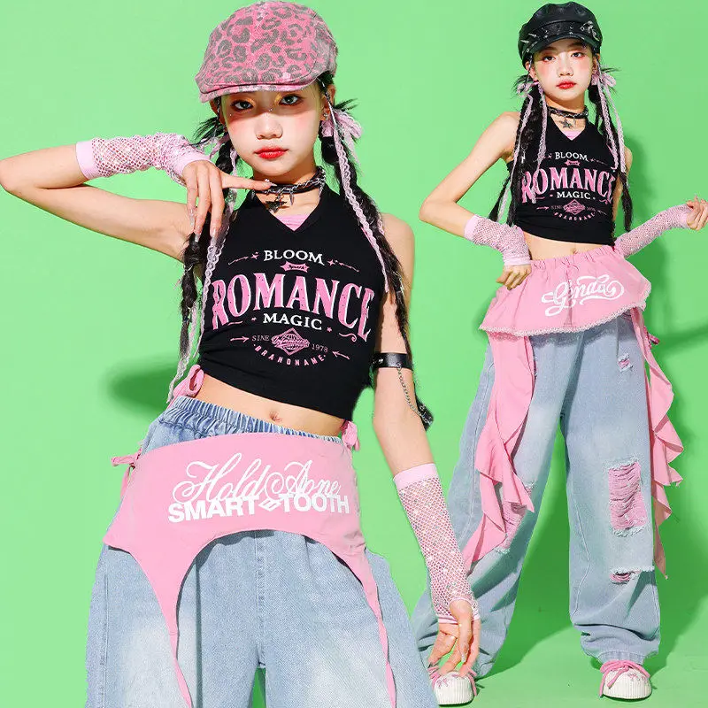 Girl Jazz Dance Clothes 2026 Kpop Show Clothing Black Tank Top Denim Pants Children Hip Hop Costume Fashion Streetwear AMY3658
Girl Jazz Dance Clothes 2026 Kpop Show Clothing Black Tank Top Denim Pants Children Hip Hop Costume Fashion Streetwear AMY3658