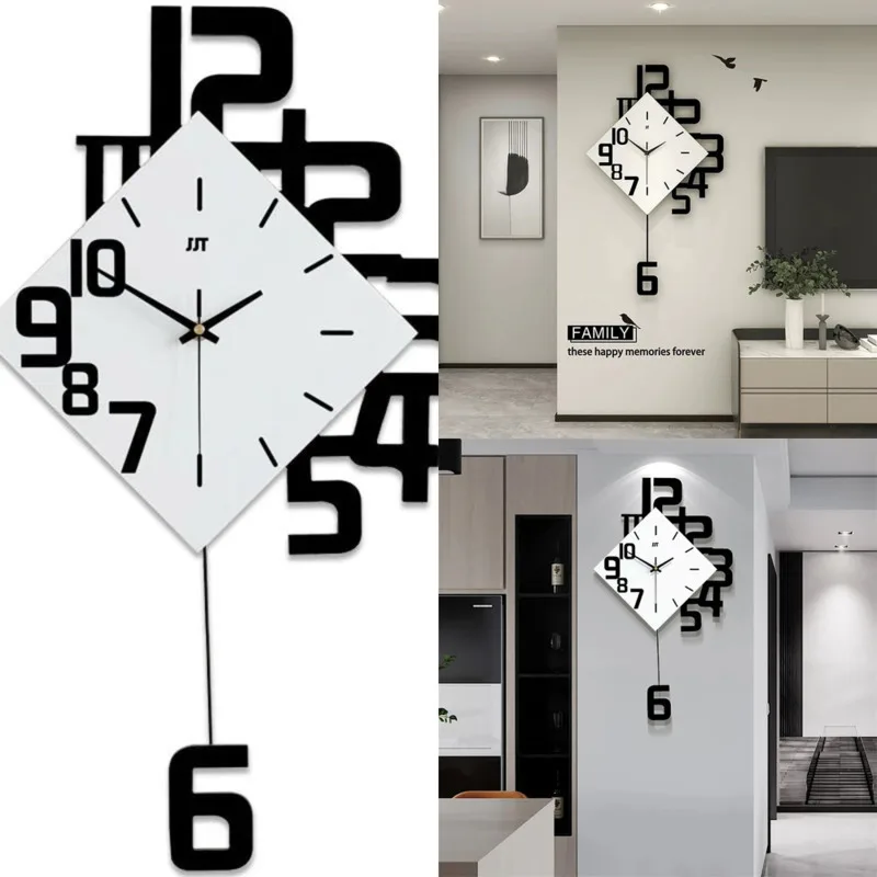 Modern 3D Diamond Black White Silent Wall Clock Large Non Ticking Swinging Pendulum For Living Room Dining Room Home Decor Gift
Modern 3D Diamond Black White Silent Wall Clock Large Non Ticking Swinging Pendulum For Living Room Dining Room Home Decor Gift