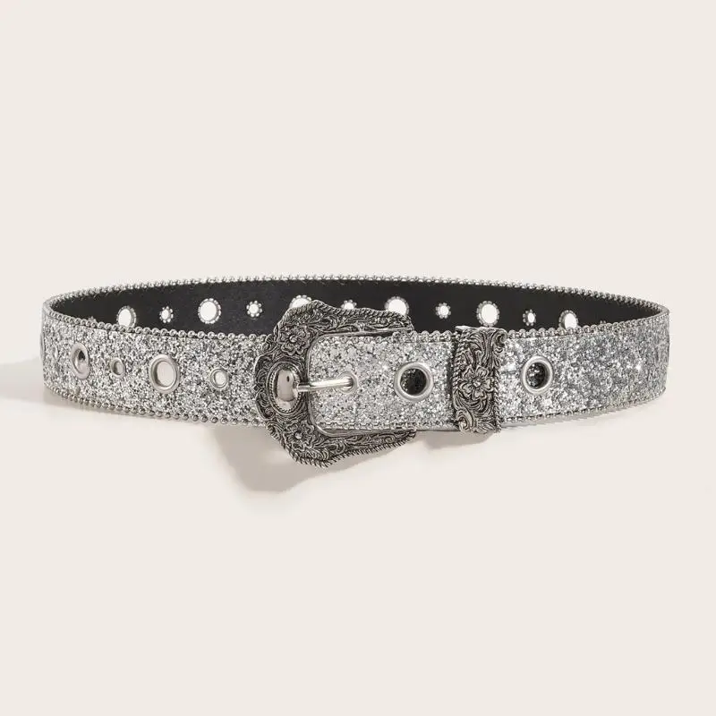 39BD Blingbling Carved Buckles Belt for Women Sequins Glitters PU Belt for Evening Party Dress All Matching Waist Ornament
39BD Blingbling Carved Buckles Belt for Women Sequins Glitters PU Belt for Evening Party Dress All Matching Waist Ornament