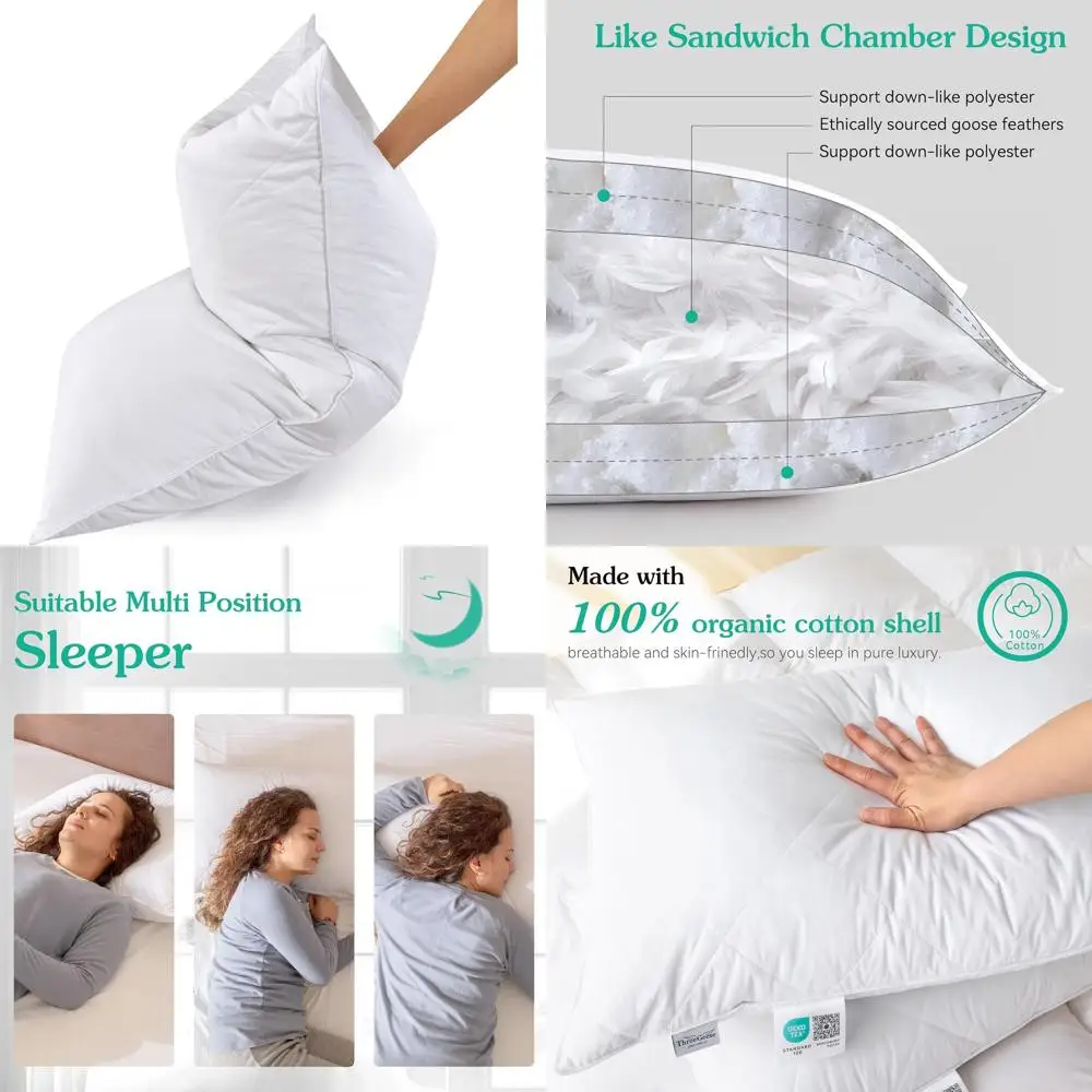 Подушки из гусиного пера и хлопка, размер Queen, 2 штуки, белые, 600 ТС, средней жесткости, чехол 100% хлопок
Подушки из гусиного пера и хлопка, размер Queen, 2 штуки, белые, 600 ТС, средней жесткости, чехол 100% хлопок