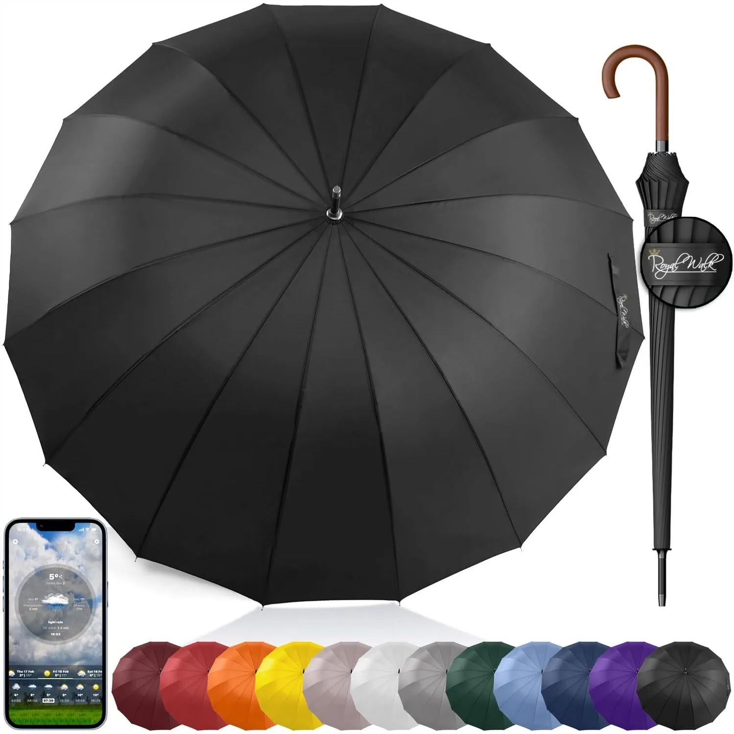 Large Umbrella for 2 Persons - 54 Inch Auto Open, Windproof, Fast Drying, Strong 16 Ribs, Travel 120cm
Large Umbrella for 2 Persons - 54 Inch Auto Open, Windproof, Fast Drying, Strong 16 Ribs, Travel 120cm