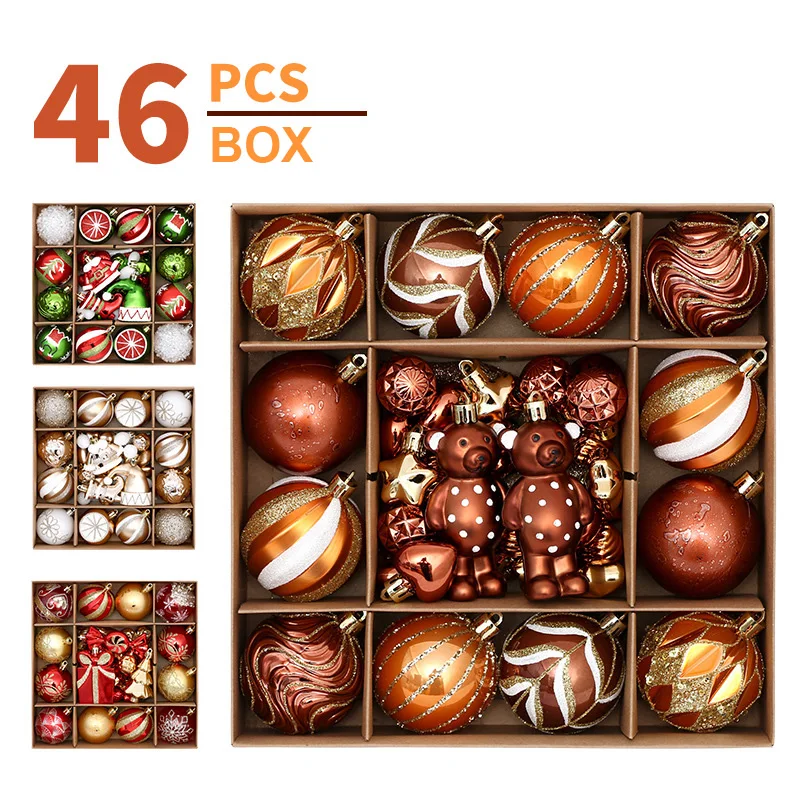 46 шт., рождественский шар, украшение, кофейный, красный, шампанское, белые безделушки, подвесная подвеска на рождественскую елку для Navidad Noel, вечерние украшения
46 шт., рождественский шар, украшение, кофейный, красный, шампанское, белые безделушки, подвесная подвеска на рождественскую елку для Navidad Noel, вечерние украшения