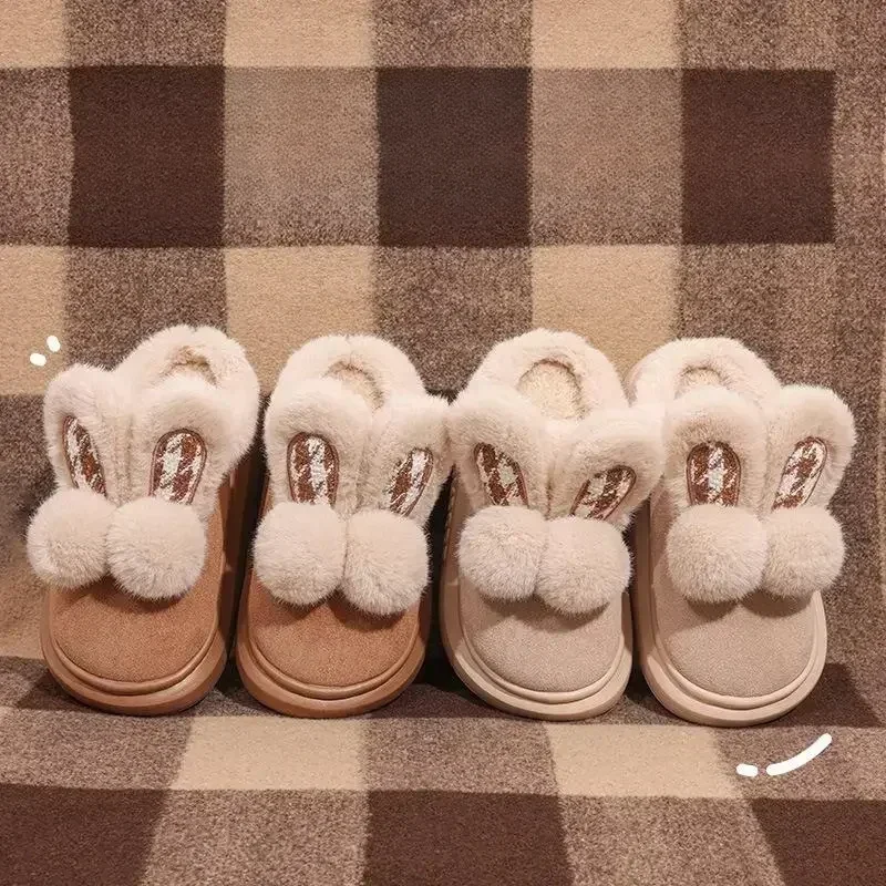 Winter Rabbit Ears Cute Cotton Slippers Warm Casual Indoor House Thick Bottom Non Slip Lightweight Cover Heel Fashion Home Shoes
Winter Rabbit Ears Cute Cotton Slippers Warm Casual Indoor House Thick Bottom Non Slip Lightweight Cover Heel Fashion Home Shoes