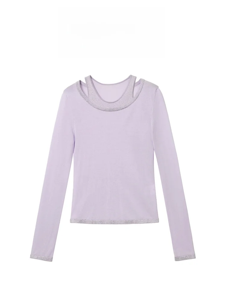 Spring Summer AZZHEN Roland Fake Diamond Collar T-irt Women's Slim Fit ort Sve Cute Sle Ry Cotton Blend Top
Spring Summer AZZHEN Roland Fake Diamond Collar T-irt Women's Slim Fit ort Sve Cute Sle Ry Cotton Blend Top