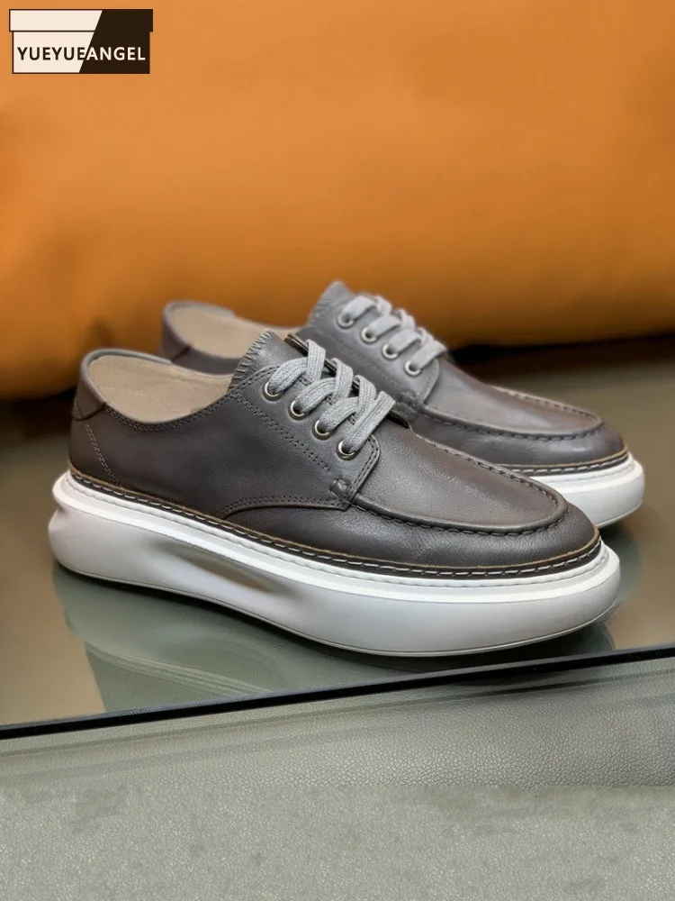 Удобные мужские универсальные кроссовки для скейтборда из натуральной яловой кожи, кроссовки для бега на толстой платформе со шнуровкой, мужские дизайнерские повседневные кроссовки
Удобные мужские универсальные кроссовки для скейтборда из натуральной яловой кожи, кроссовки для бега на толстой платформе со шнуровкой, мужские дизайнерские повседневные кроссовки