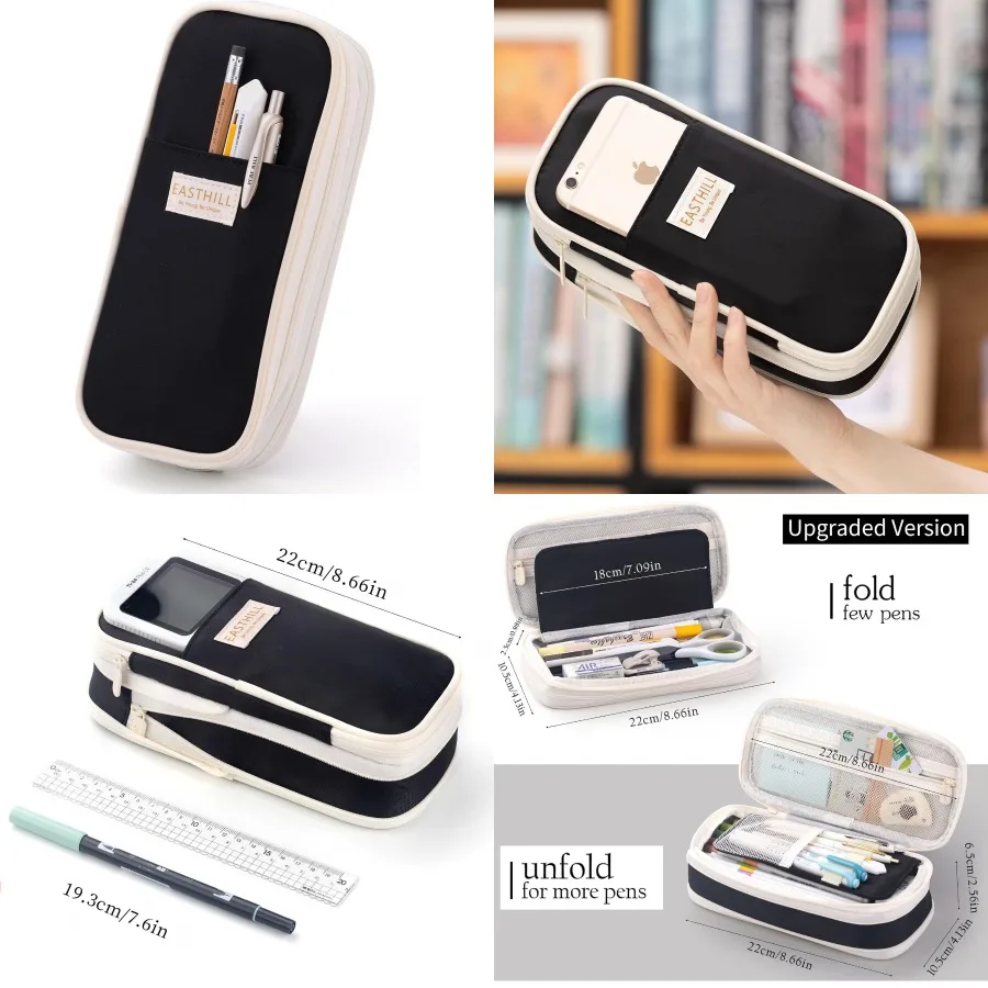 EASTHILL большой вместительный пенал, большая сумка для канцелярских принадлежностей, сумка для ручек для девочек-подростков, черный, с просторным хранением и прочным
EASTHILL большой вместительный пенал, большая сумка для канцелярских принадлежностей, сумка для ручек для девочек-подростков, черный, с просторным хранением и прочным