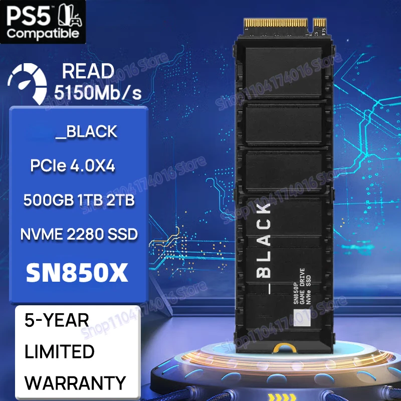 Western original BLACK SSD 8TB NVMe Internal Gaming SSD Solid State Drive SN770 SN850X Gen4 PCIe M.2 2280 3D NAND for PC PS5 SSD
Western original BLACK SSD 8TB NVMe Internal Gaming SSD Solid State Drive SN770 SN850X Gen4 PCIe M.2 2280 3D NAND for PC PS5 SSD