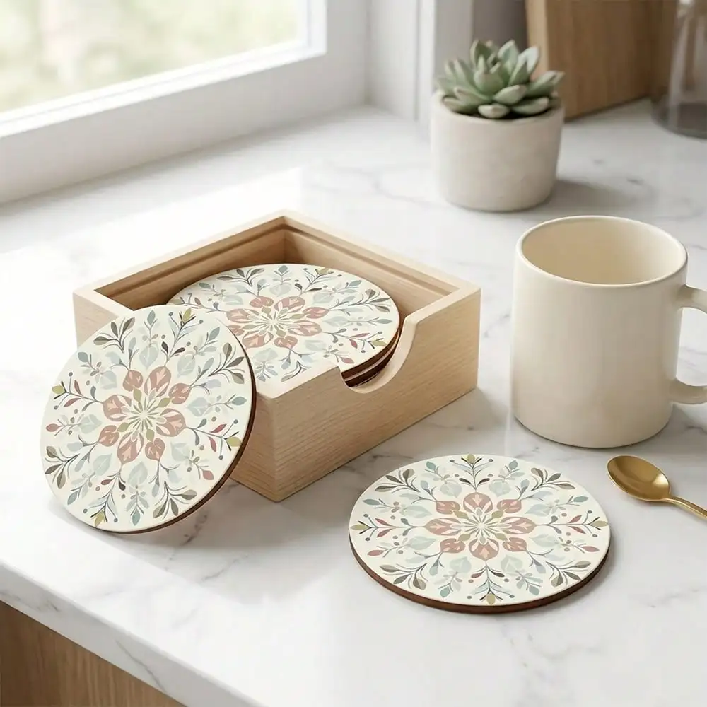 6pcs/Set Bohemian Floral Pattern Round Wooden Coasters, Decorative Drink Coasters For Beverages, Wine And Beer, Home And Party Decor, Great Housewarming Gift, Coffee Table Decoration | Bohemian Style | Wooden Coasters
6pcs/Set Bohemian Floral Pattern Round Wooden Coasters, Decorative Drink Coasters For Beverages, Wine And Beer, Home And Party Decor, Great Housewarming Gift, Coffee Table Decoration | Bohemian Style | Wooden Coasters