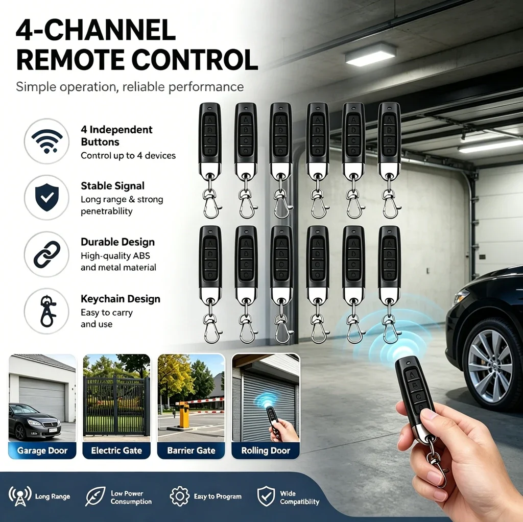 1-50PCS Smart Copy Duplicator 433mhz Remote Control 4 Button Electric Garage Door Gate Remote Cloning 433.92 MHz Transmitter
1-50PCS Smart Copy Duplicator 433mhz Remote Control 4 Button Electric Garage Door Gate Remote Cloning 433.92 MHz Transmitter