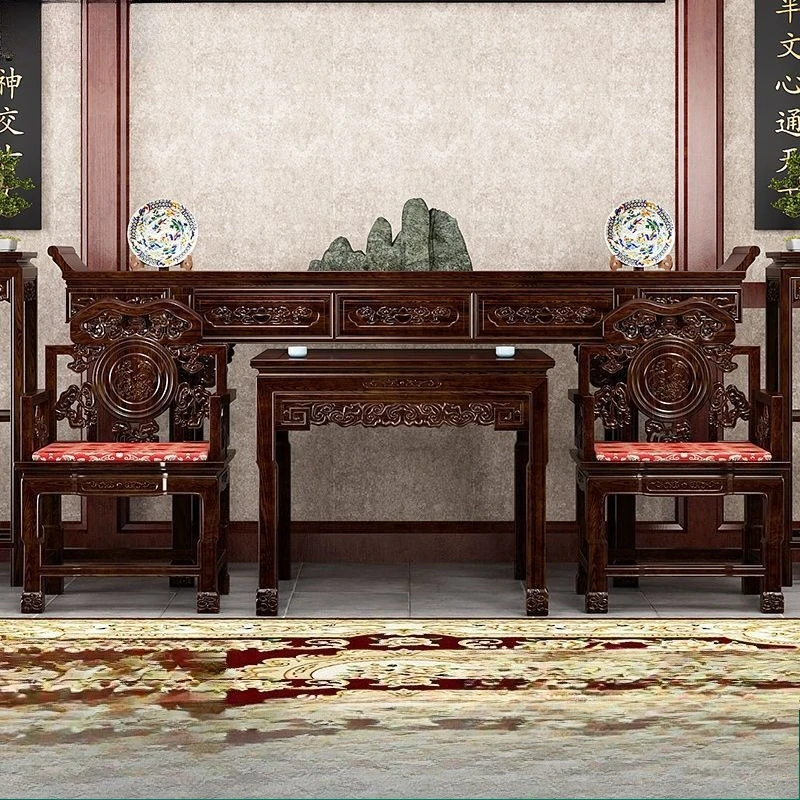 Solid wood middle hall six-piece set of eight immortals table, living room table, rural entrance hall, case, altar head table
Solid wood middle hall six-piece set of eight immortals table, living room table, rural entrance hall, case, altar head table