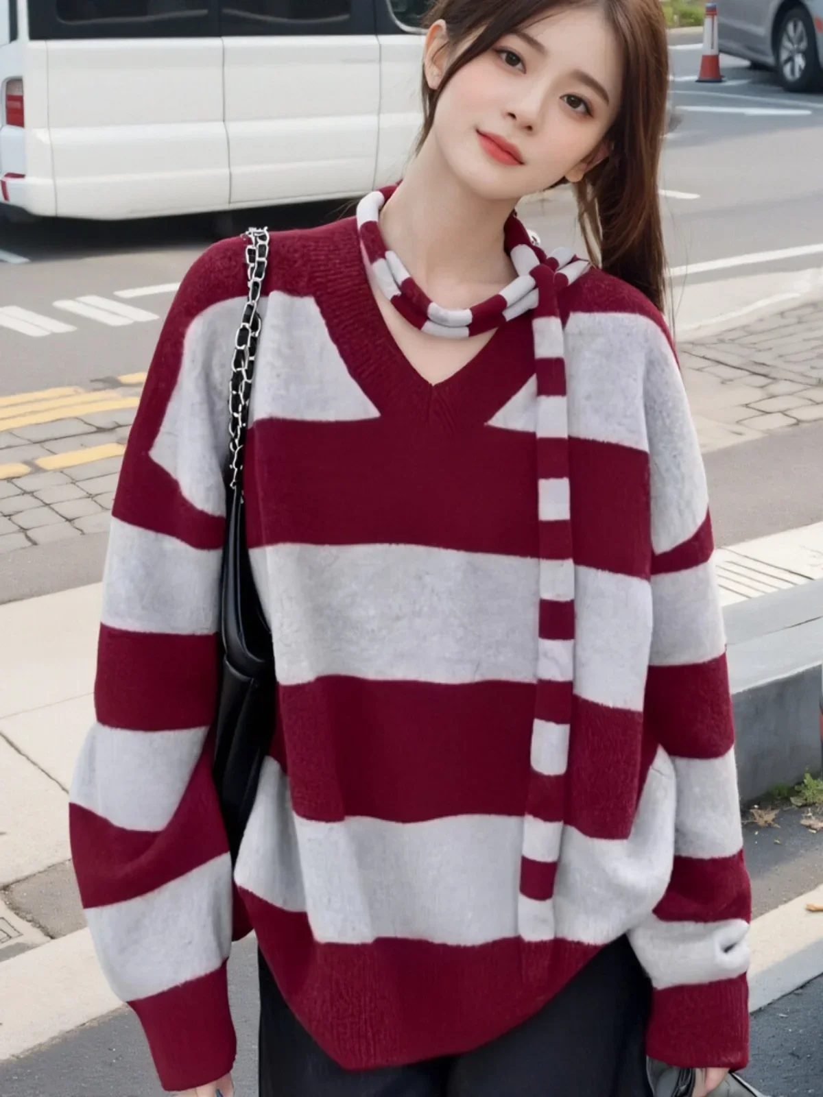 2024 Retro Stripe V-neck Knit Women Chic Western Sle Age-Reducing Temperament Slimming Idle Sle Sweater Top with Scarf Q37
2024 Retro Stripe V-neck Knit Women Chic Western Sle Age-Reducing Temperament Slimming Idle Sle Sweater Top with Scarf Q37