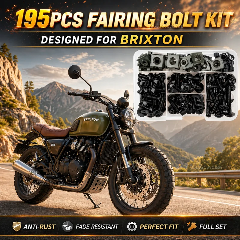 195Pcs Motorcycle Fairing Bolt Screws Kit Nut Clips For Brixton Cromwell 125 250 1200 Crossfire 500 Storr 500 Sunray 125 CNC
195Pcs Motorcycle Fairing Bolt Screws Kit Nut Clips For Brixton Cromwell 125 250 1200 Crossfire 500 Storr 500 Sunray 125 CNC