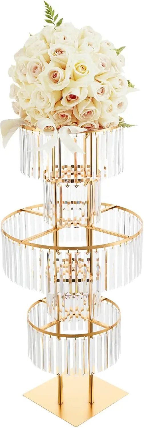 5 Tier Gold Crystal Vases Centerpieces Stand 43.3" Tall Wedding Flower Decor Chandelier Pedestal for Stage
5 Tier Gold Crystal Vases Centerpieces Stand 43.3" Tall Wedding Flower Decor Chandelier Pedestal for Stage