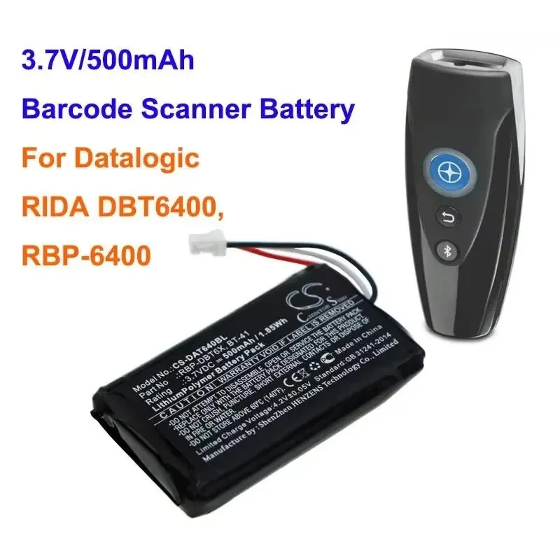 Cameron Sino 3.7V 500mAh Barcode Scanner Battery RBP-DBT6X, BT-41, 128004100 for Datalogic RIDA DBT6400, RBP-6400 +TOOL
Cameron Sino 3.7V 500mAh Barcode Scanner Battery RBP-DBT6X, BT-41, 128004100 for Datalogic RIDA DBT6400, RBP-6400 +TOOL