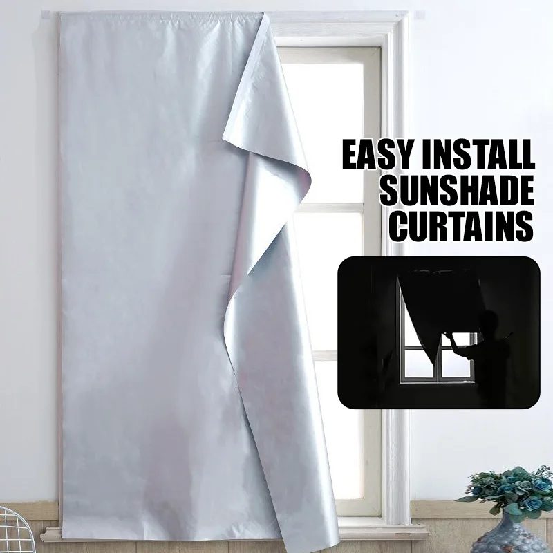 Full Shading Curtain Punch Free Window Sunshade Blackout Curtain Cloth Heat Insulation Double Sided Silver Anti-UV Curtains
Full Shading Curtain Punch Free Window Sunshade Blackout Curtain Cloth Heat Insulation Double Sided Silver Anti-UV Curtains