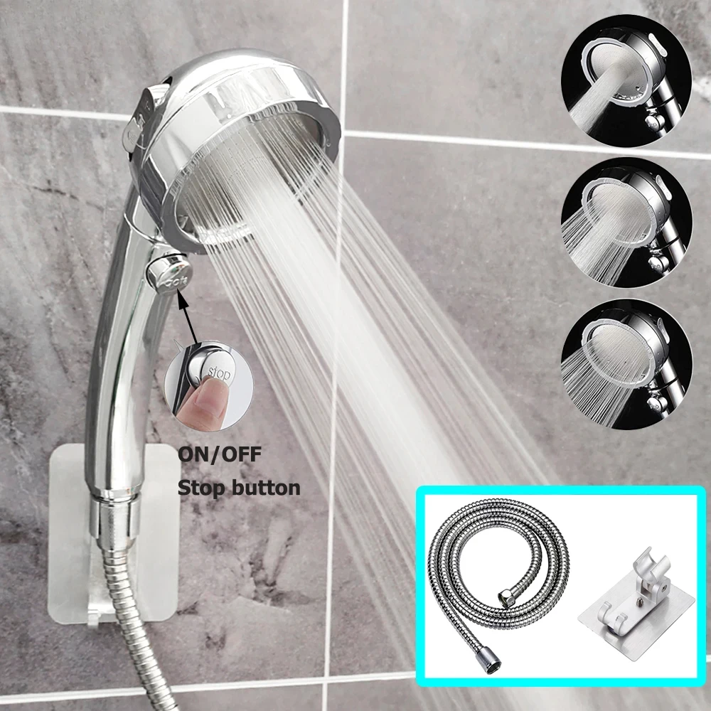 3 Modes Adjustable Silver Black Shower Head High Pressure Handheld Showers Pressurized Bathroom Showerhead Set with Hose
3 Modes Adjustable Silver Black Shower Head High Pressure Handheld Showers Pressurized Bathroom Showerhead Set with Hose