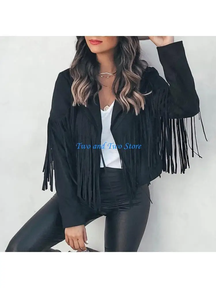 HX6F Womens Punk Stylish Tassels Fringe Cropped Notched Lapel Collar Biker
HX6F Womens Punk Stylish Tassels Fringe Cropped Notched Lapel Collar Biker
