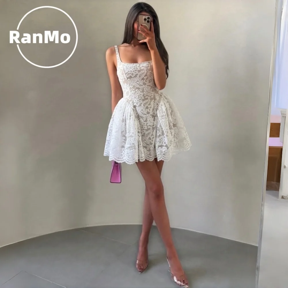Ranmo Elegant Ivory Lace Wedding Dress Square Neck Wide Straps Puffy Bubble Mini Bridal Gowns Short Reception Vestido De Novia
Ranmo Elegant Ivory Lace Wedding Dress Square Neck Wide Straps Puffy Bubble Mini Bridal Gowns Short Reception Vestido De Novia